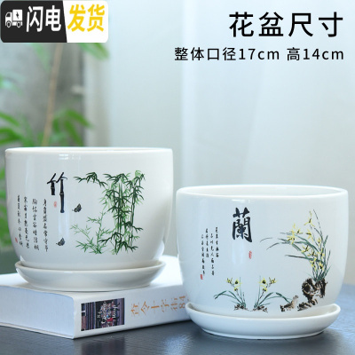 三维工匠花盆陶瓷大号特大简约家用绿萝吊兰多肉绿植白色花盆 大号两个组合-003 中等花盆容器