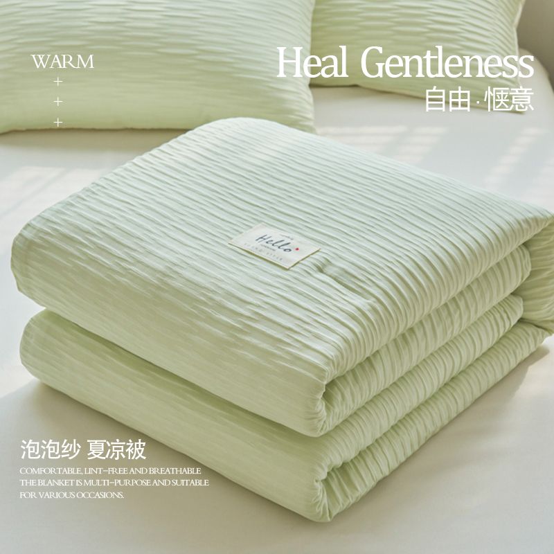 泡泡纱空调夏凉被四件套夏季夏天被子被芯夏被宿舍可机洗单人薄被