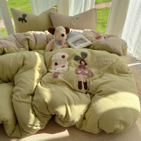 水洗棉印花毛巾绣四件套新款可爱卡通套件学生宿舍萌趣软糯四件套