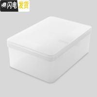 三维工匠透明塑料有盖可叠加衣服收纳箱桌面化妆品收纳盒厨房长方形储物盒