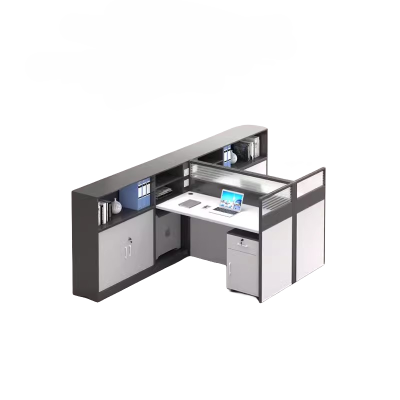 迅迈 T字型两人位+柜2800*1500*1100mm 职员办公桌 现代工位 员工桌屏风 卡位卡座