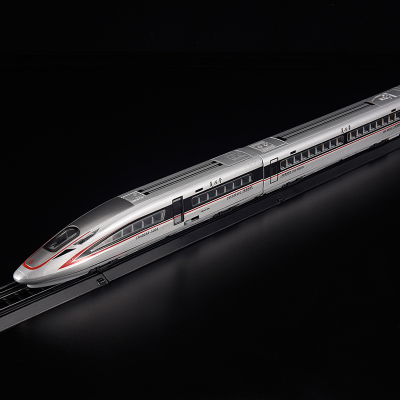 中国复兴号高铁合金轨道火车动车仿真模型和谐号真人语音早教玩具银色1车头+1车身