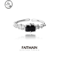 JiMi925银银锆石戒指女小众设计ins冷淡风不规则情侣对戒礼物