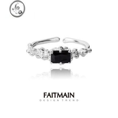 JiMi925银银锆石戒指女小众设计ins冷淡风不规则情侣对戒礼物