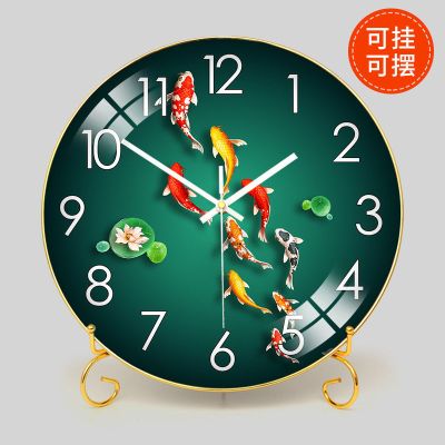 铭侣挂钟客厅客厅静音九鱼挂钟钟表现代简约卡通招财猫石英钟时尚时钟创意挂表