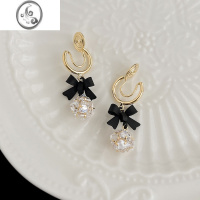 JiMi黑色蝴蝶结蚊香盘耳夹无耳洞小众设计感高级轻奢气质名媛耳环耳饰