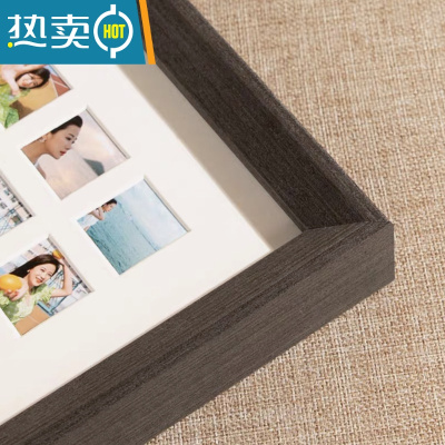 敬平画框九宫格diy相框定制实木挂墙情侣闺蜜生日七夕创意礼物 哑光黑实木框 大48宫格[相框40*50cm]