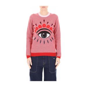 高田贤三(Kenzo)女款羊毛棉材质圆领针织衫红色休闲百搭配色眼睛 粉色 L