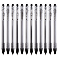 宝克(BAOKE)PC199 双珠弹簧按压式中性笔 学生考试作业水笔/商务办公签字笔 0.5mm 黑色 12支/盒 1盒