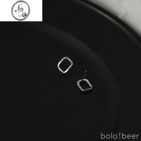 JiMibolo日杂冷淡风镂空几何弧面方形耳钉chic气质耳环小众ins耳饰品