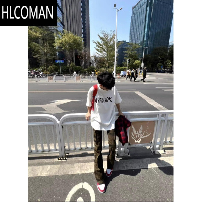 HLCOMAN国潮美式高街痞帅短袖t恤男夏季新款设计感小众情侣圆领上衣