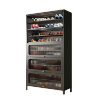 汉诺鑫威家用门口鞋柜室内入户储物柜一体翻门钢制5门10层100宽-灰