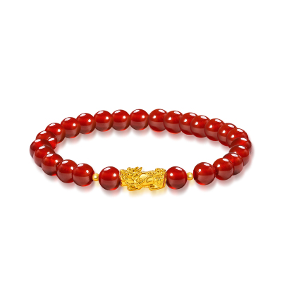 喜钻18K金貔貅红玛瑙手串情侣手串疫区不发货-红玛瑙手链