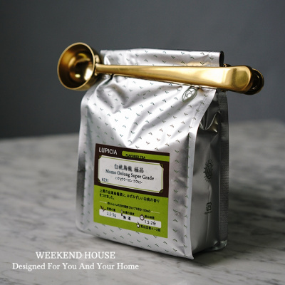 家柏饰(CORATED)ins北欧铜金色封口夹咖啡豆勺一体不锈钢金属奶粉茶密封夹