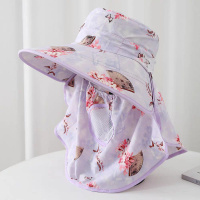 防晒帽子女新款夏季帽檐遮脸户外披肩渔夫帽遮阳帽护颈紫外线太阳