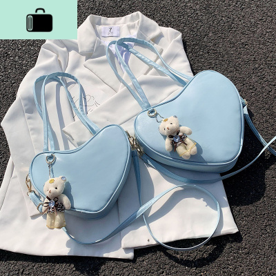 可爱包包女2020新款潮日系少女网红小清新爱心斜挎包JK手提单肩包NEW LAKE女士单肩包