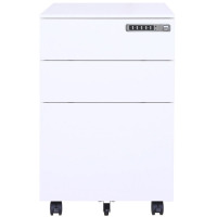 晋舰 活动柜矮柜储物柜文件柜资料柜挂劳柜带锁带轮小柜 珍珠白密码锁