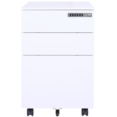 晋舰 活动柜矮柜储物柜文件柜资料柜挂劳柜带锁带轮小柜 珍珠白密码锁