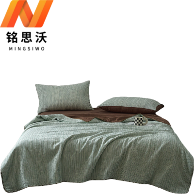 铭思沃双人夏被200*230cm条 绿条纹