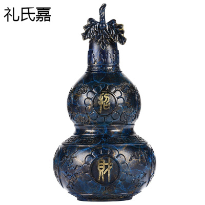 礼氏嘉纯铜开口葫芦摆件工艺品全铜艺术品书房办公室创意装饰品