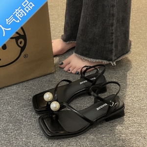 SUNTEK配裙子时尚凉鞋女设计感小众2023年夏季新款仙女风套趾罗马鞋凉鞋