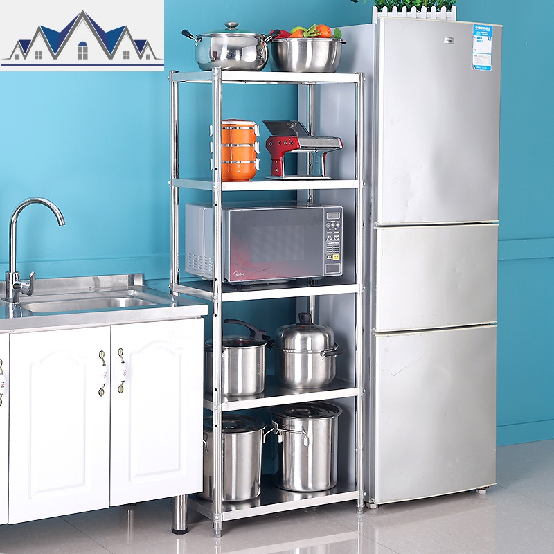 厨房置物架不锈钢40cm家用六层整理架落地多功能微波炉收纳架锅架 三维工匠