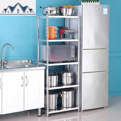 厨房置物架不锈钢40cm家用六层整理架落地多功能微波炉收纳架锅架 三维工匠