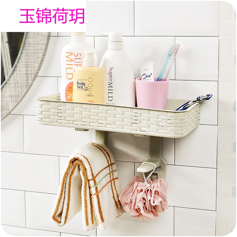 免打孔浴室壁挂置物架卫生间吸壁式塑料收纳整理架马桶收纳架