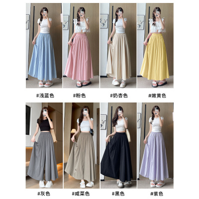 杏色山本裙裤女2026新款夏季薄款a字慵懒显瘦高腰休闲冰丝阔腿裤_104
