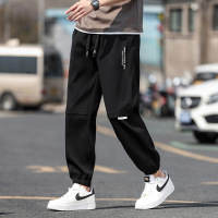 夏季新款男士韩版松紧宽松工装裤潮字母印花车标网红同款百搭裤子