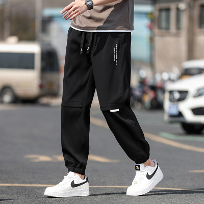 夏季新款男士韩版松紧宽松工装裤潮字母印花车标网红同款百搭裤子