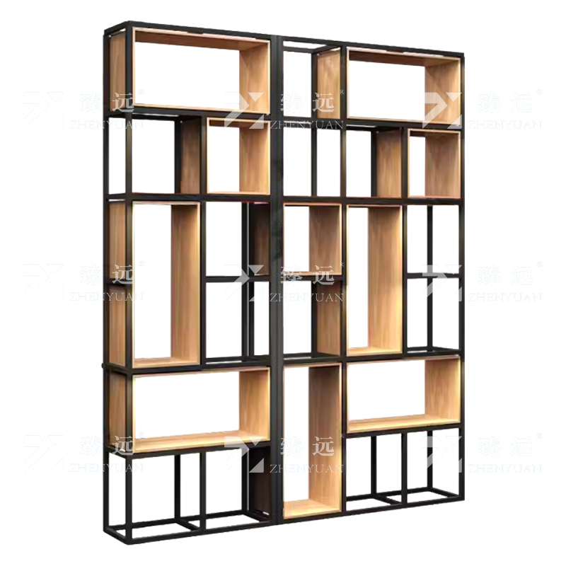 臻远ZY-SNJ-12置物架办公室隔断展示架落地多层书架客厅铁艺收纳架