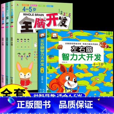 [全4册]4-5岁全脑开发+左右脑智力大开发 [正版]全脑开发700题1000题2-3岁儿童早教书幼儿园宝宝小班数学思维