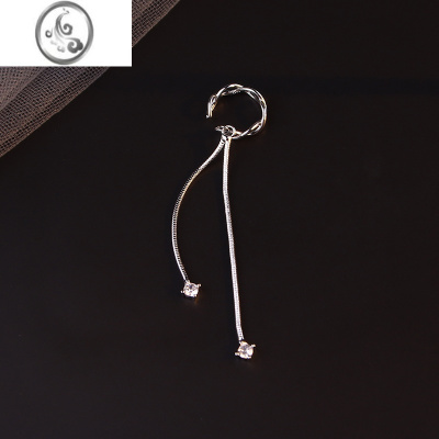 JiMis925银麻花流苏耳夹女无耳洞耳骨夹小众设计ins个性耳挂耳环耳饰