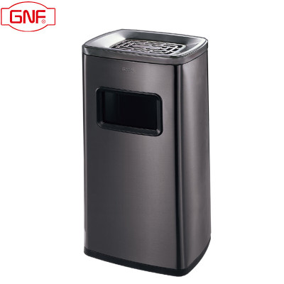 GNF烟灰缸垃圾桶20L室内座地烟灰桶立式落地不锈钢带烟灰缸垃圾桶商用写字楼KTV酒吧公司单位走廊电梯口高档灭烟桶