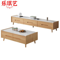乐琪艺 电视柜+茶几 原木色+白 套