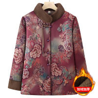 年老年奶奶装冬装外套时尚中老年女士休闲大衣印花款老太太女