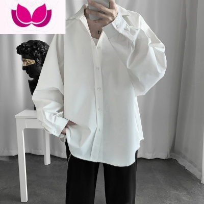 七斓慵懒风白衬衫男长袖秋季新款小心机上衣设计感潮流宽松垂坠感衬衣