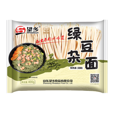 买三赠一-望乡绿豆杂面400g鲜面条果蔬杂粮半干面粗粮家常挂面火锅面速食