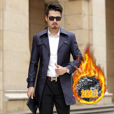 BEBEERU春秋男装加肥大码外套英伦风商务男士风衣男中长款休闲大衣-BC8905