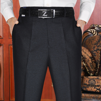 免烫男中年西裤男宽松直筒夏季薄款中老年西装裤高腰深档爸爸裤子商务正装西服裤父亲长裤上班大码西装裤加大加肥男士商务休闲裤