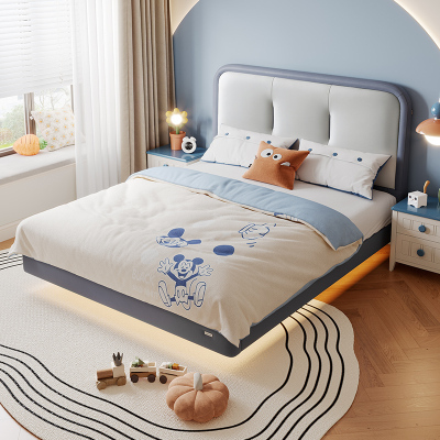 全友家居儿童床皮床现代简约卧室单人双人床男孩女孩软床