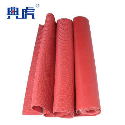 典虎 高压绝缘垫 红色条纹5mm*1m*10m 卷