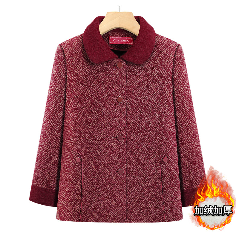 中老年毛呢外套女秋冬新款妈妈装水貂绒老人奶奶太太宽松洋气冬装