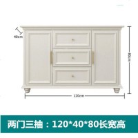 轻奢美式全实木餐边柜白色现代简约储物柜家用客厅靠墙厨房碗柜