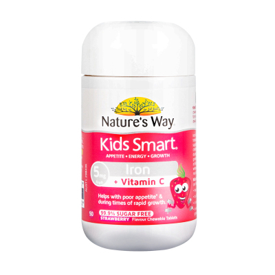 Nature's Way 佳思敏 铁+维生素C咀嚼片50片 1瓶装 草莓味无糖配方 澳洲进口