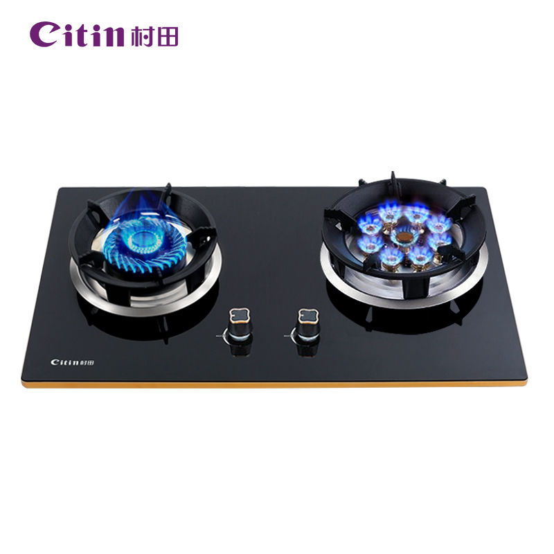 村田(citin) jzt/y-7658液化气天然气煤气灶燃气灶大火力钢化玻璃台嵌