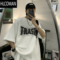 HLCOMAN美式短袖T恤男夏季潮牌vintage上衣字母设计感三本针半袖