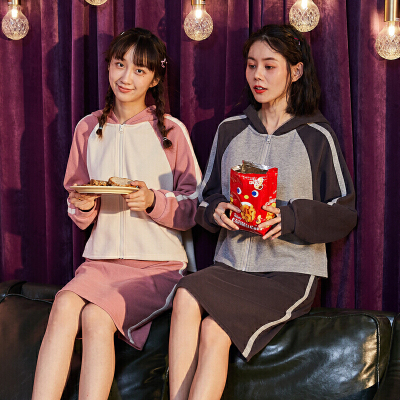 直降-唐狮秋新款运动套装女休闲连帽卫衣半身裙网红套装两套洋W