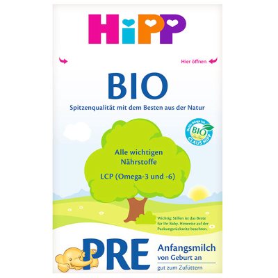 保税区包税包税-德国原装进口喜宝Hipp婴幼儿配方BIO有机奶粉PRE初段0-3月600g/每盒